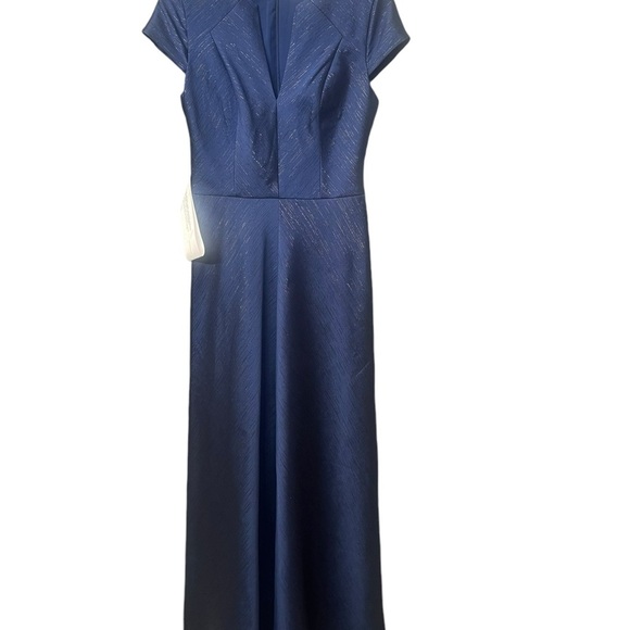 New! Kay Unger New York NavyBlue V Neck long dress size 4 - Picture 7 of 14